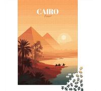 Cairo Egypt Pyramids Desert Landscape Travel Puzzle 1000 Pieces, Famous Building Scenic Print, Premium Paper Puzzle, Screen-Free Fun for Adults, Birthday Gift, 38x26cm/1000pcs