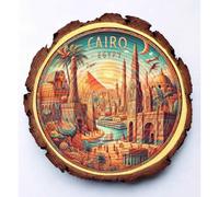 Cairo Egypt Travel Gift - Egyptian Heritage Wood Slice Plaque Ideal for Archaeology Fans & African Adventure Seekers