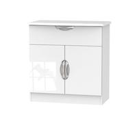 Cairo Ready Assembled White Gloss & White Sideboard with 1 Drawer & 2 Doors - Welcome Furniture | TJ Hughes