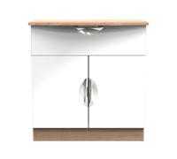 Cairo Ready White Gloss & Bardolino Oak Assembled Sideboard with 1 Drawer & 2 Doors - Welcome Furniture | TJ Hughes