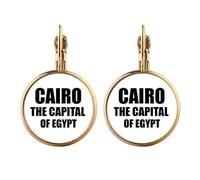 Cairo The Capital Of Egypt Gold Clip On Drop Earrings Non Piercing Dangle Jewelry