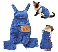 CAISANG Dog Shirts Clothes Dog Denim Overalls, Fashion Pet Jean Overalls Apparel, Comfortable Puppy Costumes for Small Medium Dogs&Cat, Dog Denim Shirts, Shirt & Pant Sets, Pets Outfits (XL)