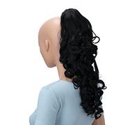 CAISHA 16" Hairpiece Ponytail Extension Butterfly Clip Voluminous Wavy Black H63