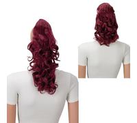 CAISHA 2 IN 1 Ponytail 12" Or 14" Hairpiece Clip On Extension Voluminous Wavy Red H18-2