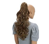 CAISHA 20" Hairpiece Ponytail Clip On Extension With Butterfly Claw Voluminous Wavy Brown Mix H57B