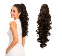 CAISHA 20" Hairpiece Ponytail Clip On Extension With Butterfly Claw Voluminous Wavy Brunette H53