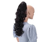 CAISHA 20" Hairpiece Ponytail Clip On Extension With Butterfly Claw Voluminous Wavy Chocolate Brown H61