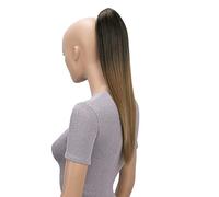 CAISHA 20" Hairpiece Ponytail Clip On Extensions With Butterfly Claw Straight Ombré Black Brown H110
