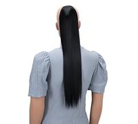 CAISHA 24" Hairpiece Clip On Ponytail With Two Bands Longhair Extension Straight Black Brown HC13