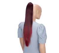CAISHA 24" Hairpiece Ponytail Clip On Extension Long Hair Straight Red Mix H620