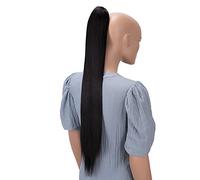 CAISHA 28" Extra Long Straight Ponytail Hairpiece Heat-resistant Synthetic Fibres Black Brown H158