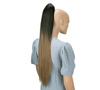 CAISHA 28" Extra Long Straight Ponytail Hairpiece Heat-resistant Synthetic Fibres Ombré Black Brown H115