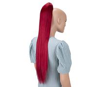 CAISHA 28" Extra Long Straight Ponytail Hairpiece Heat-resistant Synthetic Fibres Red H100