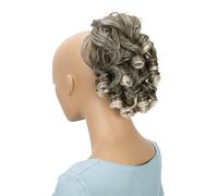 CAISHA Hairpiece Scrunchy Updo Bridal Hairstyles Voluminous Curly Messy Bun Gray Blond Mix G2L