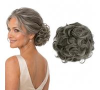 CAISHA Large Hairpiece Scrunchy Instant Updo Curly Messy Bun Ash Gray G27E