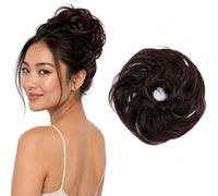 CAISHA Synthetic Fiber Hairpiece Scrunchie Scrunchy Updo Slightly Wavy Wine Red Mix G23B