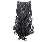 CAISHA XL 18" 7 Pieces Set CLIP IN EXTENSIONS Hairpiece Wavy Black CE1-1