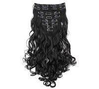 CAISHA XL 18" 7 Pieces Set CLIP IN EXTENSIONS Hairpiece Wavy Natural Black CE25-1
