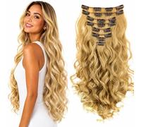 CAISHA XXL 18" 8 Pieces Set Clip In Extensions Hair Extension Hairpiece Voluminous Wavy Blond Mix CES4-1