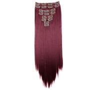 CAISHA XXL 20" Long 8 Pieces Set Clip In Extensions Hair Extension Synthetic Fiber Hairpiece Straight Burgundy Red CES117
