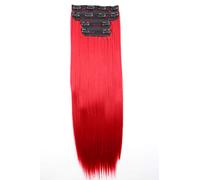 CAISHA XXL 24" 4 pcs Full Head Set Clip in Hair Extensions Hairpiece Heat-Resisting Red CES308