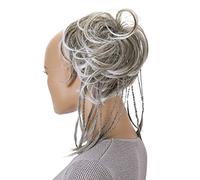CAISHA XXL Scrunchie Messy Bun Hairpiece Braided Updo Slightly Wavy Voluminous Gray Mix G10D