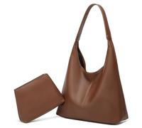 Caissip Slouchy Hobo Bags for Women Tote Bag Retro PU Leather Crossbody Bag Soft Shoulder Purses Handbags Large Capacity 2pcs, Coffee, One Size