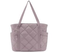 Caistre Tote Bag for Women Puffy Quilted Handbag Lattice Nylon Shoulder Bag Zip Bilateral Diamond Large Travel Work Gym