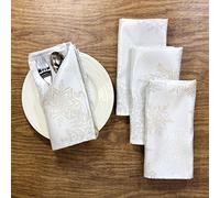 CAIT CHAPMAN HOME COLLECTION Holiday Silver Gold Snowflakes Metallic Jacquard Woven Napkin (Napkin Set of 4)