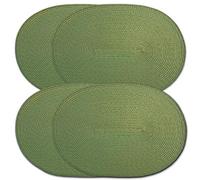 CAIT CHAPMAN HOME COLLECTION Oval Braided Woven Polypropylene Plastic Placemats (Mossy Green), Set of 4