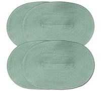 CAIT CHAPMAN HOME COLLECTION Oval Braided Woven Polypropylene Plastic Placemats (Sage), Set of 4