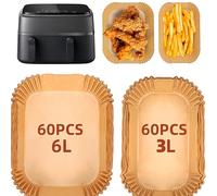 CaiTang 120pcs Frying Paper for Philips Airfryer 3000 Series, Philips Dual Basket Airfryer 9 litres NA35000, Frying Paper Air Fryer for Moulinex EZ901820, 60pcs+60pcs, 6L+3L