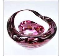 Caithness Glass Fuchsia Mini Heart Bowl | Pink | 100mm | Handcrafted in Scotland | Handmade Glass Paperweight | The Curving Silhouette Makes This a Distinctive Decorative Item | Gift Boxed