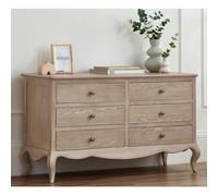 caitlyn wooden chest of 6 drawers wide in limed oak