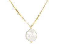 CAITLYNMINIMALIST 18K Gold Sterling Silver Freshwater Pearl Round Charm Pendant Dainty Chain Solitaire Baroque Sweet Knot Necklace Gift for Women, Multi, Sterling Silver, Faux pearls