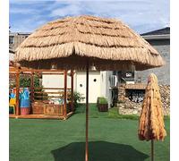 Caixia Tiki Garden Parasol Tropical Hawaiian Raffia Straw Parasol Beach Tilt Umbrella, Sunshade/Waterproof, Round Umbrella Diameter 180cm