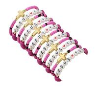 Caiyao 12Pcs Jesus Loves You Beaded Stretch Bracelets Inspirational Religious Christian Cross Clay Beaded Faith Friendship Charm Bracelets for Women Men Christmas Bff Birthday Jewelry Gifts, M