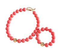 Caiyao 2Pcs Colorful Acrylic Round Beaded Choker Necklace Bracelets Set Vintage Adjustable Resin Candy Color Beads Statement Necklaces for Women Boho Costume Party Summer Vacation Jewelry Gifts