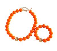 Caiyao 2Pcs Colorful Acrylic Round Beaded Choker Necklace Bracelets Set Vintage Adjustable Resin Candy Color Beads Statement Necklaces for Women Boho Costume Party Summer Vacation Jewelry Gifts