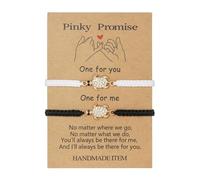 Caiyao 2Pcs Handmade Braided Turtle Matching Couple Bracelets Pinky Promise Friendship Charm Bracelets for Women Men Relationship Best Friend Bff Jewelry Gifts, M, Resin, no gemstone