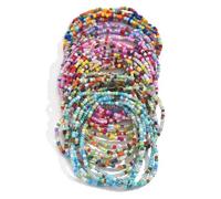 Caiyao 36Pcs Colorful Elastic Seed Beaded Bracelets Set Bohemia Multilayer Rainbow Beaded Stretch Bracelet Anklet Adjustable Glass Beads Wristbands for Women Summer Beach Boho Vaction Jewelry, M