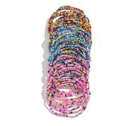 Caiyao 36Pcs Colorful Elastic Seed Beaded Bracelets Set Bohemia Multilayer Rainbow Beaded Stretch Bracelet Anklet Adjustable Glass Beads Wristbands for Women Summer Beach Boho Vaction Jewelry, M
