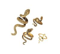 Caiyao 4Pcs Punk Gothic Reptile Serpent Snake Stackable Ring Set for Women Men Friend Vintage Animal Cobra Statement Finger Ring Cool Halloween Exaggerated Jewelry Gift, Metal, metal