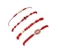 Caiyao 4pcs/set 7 Knot Evil Eye Lucky Bracelets Virgin Mary Braided Braclets multicolor adjustable Rope Bracelet Amulet for Women Men, Adjustable, Resin, no gemstone