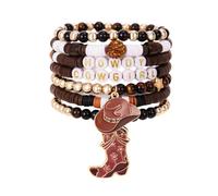 Caiyao 7Pcs Western Cowgirl HOWDY Stackable Bracelets Set Retro Western Country Hat Boot Clay Beaded Stretch Bracelets for Women Men Country Concert Theme Party Jewelry Gifts, M, Polyvinyl Chloride