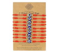 Caiyao 9Pcs Evil Eye Kabbalah Friendship Rope Bracelet Set Handmade Braided Adjustable 7 Knot Lucky Blue Evil Eye String Bracelets for Women Men Good Luck Protection Amulet Jewelry Gifts, M, Glass, no