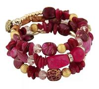 Caiyao Bohemia Multilayer Irregular Agate Beads Charm Bracelets Handmade Vintage Multicolor Crystal Yoga Turquoise Beaded Wrap Bangles Bracelets for Women Boho Ethnic Jewelry Gifts, M, Resin, no