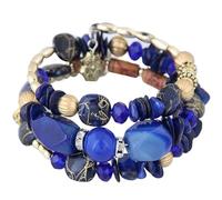 Caiyao Bohemia Multilayer Irregular Agate Beads Charm Bracelets Handmade Vintage Multicolor Crystal Yoga Turquoise Beaded Wrap Bangles Bracelets for Women Boho Ethnic Jewelry Gifts, M, Resin, no