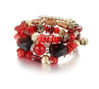 Caiyao Bohemia Multilayer Irregular Agate Beads Charm Bracelets Handmade Vintage Multicolor Crystal Yoga Turquoise Beaded Wrap Bangles Bracelets for Women Boho Ethnic Jewelry Gifts, M, Resin, no