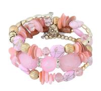 Caiyao Bohemia Multilayer Irregular Agate Beads Charm Bracelets Handmade Vintage Multicolor Crystal Yoga Turquoise Beaded Wrap Bangles Bracelets for Women Boho Ethnic Jewelry Gifts, M, Resin, no